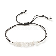 Natural Quartz Crystal Chips Braided Bead Bracelet, Gemstone Adjustable Bracelet for Women, Inner Diameter: 5/8~3-5/8 inch(1.6~9.3cm)(BJEW-JB08019-06)