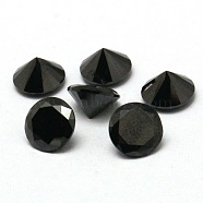 Diamond Shape Grade A Cubic Zirconia Cabochons, Faceted, Black, 2mm(ZIRC-M002-2mm-008)