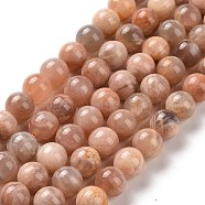 Round Natural Multi-Moonstone Beads Strands, Moonstone & Sunstone Beads, 10mm, Hole: 1mm, about 38pcs/strand, 15.4 inch(G-I176-09-10mm)