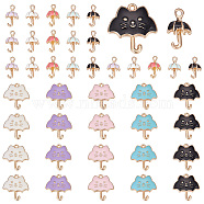 PandaHall Elite 40Pcs 10 Style Alloy Enamel Pendants, Golden, Umbrella Charm, Mixed Color, 18.5~24x11~23x3~11mm, Hole: 1.5~2.5mm, 4pcs/style(ENAM-PH0002-51)