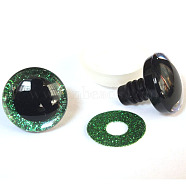 Plastic Safety Craft Eye, with Spacer, PU Sequins Ring, for DIY Doll Toys Puppet Plush Animal Making, Dark Green, 20mm(WG85671-35)