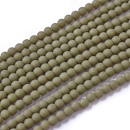 Frosted Opaque Glass Bead Strands, Round, Olive, 2.5mm, Hole: 0.7mm, about 150pcs/strand, 15.35 inch(39cm)(X-FGLA-G002-A03)