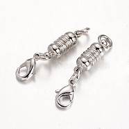 Eco-Friendly Column Brass Magnetic Clasps, with Lobster Claw Clasps, Lead Free & Nickel Free, Platinum, 17x6mm(X-KK-I603-01P)
