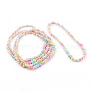 Round Acrylic Graduated Beaded Necklaces for Kids, with Flower Plastic Beads, Colorful, 18.11 inch(46cm)(NJEW-JN03433)