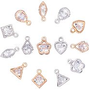 Alloy Charms, with Cubic Zirconia, Mixed Color, 7.4x7.2x1.7cm, 70pcs/box(ZIRC-PH0002-06)