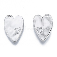 304 Stainless Steel Pendants, Heart, Stainless Steel Color, 23.5x15.5x2.5mm, Hole: 1.8mm(STAS-N098-187P)