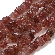 Natural Strawberry Quartz Beads Strands, Chip, 8~15x5~7x7~8mm, Hole: 0.9mm, 15.98''(40.6cm)(G-G841-B14)