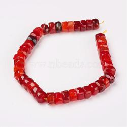 Natural Agate Beads Strands, Faceted, Rondelle, Dyed, Orange Red, 15.5x15x9mm, Hole: 1.5mm, 42pcs/strand, 15.6 inch(39.5cm)(G-D169-03R)