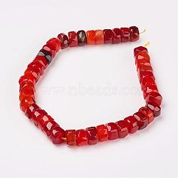 Natural Red Agate Beads Strands, Faceted, Rondelle, Dyed, Orange Red, 15.5x15x9mm, Hole: 1.5mm, 42pcs/strand, 15.6 inch(39.5cm)(G-D169-03R)