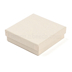 Cardboard Paper Jewelry Storage Boxes with Sponge, Gift Package Supplies, Square, Antique White, 9.2x9.2x2.9cm(CON-P023-01E-02)