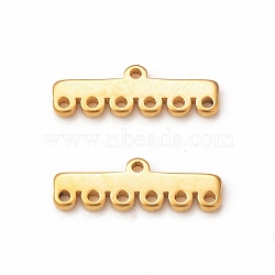 304 Stainless Steel Chandelier Component Links, 7-Loop Connector, Rectangle, Golden, 5x16.5x1.5mm, Hole: 1mm(X-STAS-A074-02F-G)