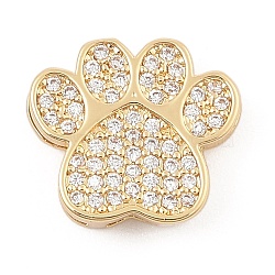 Brass Micro Pave Clear Cubic Zirconia Slide Charms, Long-Lasting Plated, Golden, 12x13.5x4mm, Hole: 1.5x10mm and 1.5mm(ZIRC-I068-23G)