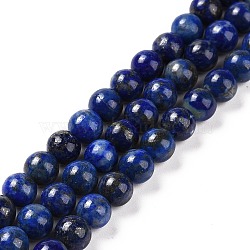 Natural Lapis Lazuli Bead Strands, Round, 6mm, Hole: 1mm, about 58~60pcs/strand, 15 inch(380mm)(G-G953-03-6mm)