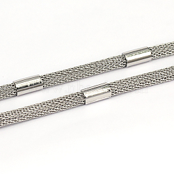 304 Stainless Steel Mesh Chains, Unwelded, Stainless Steel Color, 4mm(CHS-L001-21)