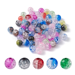 Transparent Crackle Acrylic Beads, Round, Mixed Color, 8x7.5mm, Hole: 1.8mm(CACR-YW0001-09A)