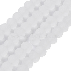 Transparent Glass Beads Strands, Faceted, Frosted, Rondelle, WhiteSmoke, 8mm, Hole: 1mm, about 63~65pcs/strand, 39~40cm(EGLA-A034-T8mm-MD19)