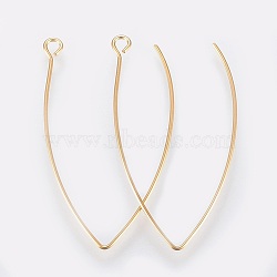 Vacuum Plating 304 Stainless Steel Earring Hooks, with Horizontal Loop, Golden, 41x22x0.8mm, Hole: 2.5mm, Pin: 0.8mm(X-STAS-K184-05-01G)
