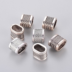 Tibetan Style Slide Charms, Cadmium Free & Nickel Free & Lead Free, Oval, Antique Silver, 11x14x10mm, Hole: 10x7mm(TIBEB-4804-AS-FF)