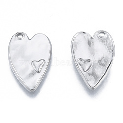 Non-Tarnish 304 Stainless Steel Pendants, Heart, Stainless Steel Color, 23.5x15.5x2.5mm, Hole: 1.8mm(STAS-N098-187P)
