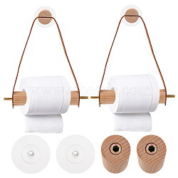 2 Sets 2 Colors Wood & Brass Toilet Wall Hanging Perforated Rope Holder, for Roll Paper Wall Shelf Bathroom Accessories, Mixed Color, 175.5x30mm, 1 set/color(FIND-GL0001-51)