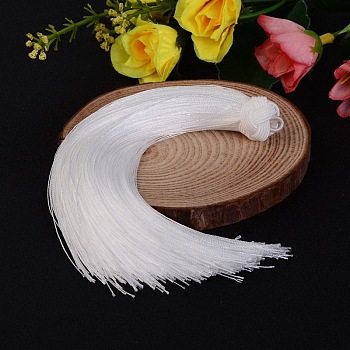 Beautiful Design Nylon Tassel Pendant Decorations, White, 160x18mm, Hole: 4mm
