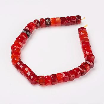 Natural Agate Beads Strands, Faceted, Rondelle, Dyed, Orange Red, 15.5x15x9mm, Hole: 1.5mm, 42pcs/strand, 15.6 inch(39.5cm)