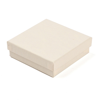 Cardboard Paper Jewelry Storage Boxes with Sponge, Gift Package Supplies, Square, Antique White, 9.2x9.2x2.9cm