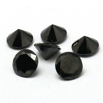 Diamond Shape Grade A Cubic Zirconia Cabochons, Faceted, Black, 2mm