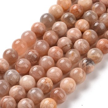 Round Natural Multi-Moonstone Beads Strands, Moonstone & Sunstone Beads, 10mm, Hole: 1mm, about 38pcs/strand, 15.4 inch