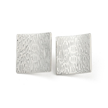 304 Stainless Steel Stud Earring Findings, with Horizontal Loops, Square, Stainless Steel Color, 24x22.5mm, Hole: 2.5mm, Pin: 11x0.7mm