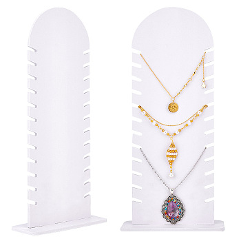 Wood Foldable Necklace Display Stands, Necklace Organizer Holder, Arch Shape, White, Finish Product: 15x6x32.5cm, about 2pcs/set