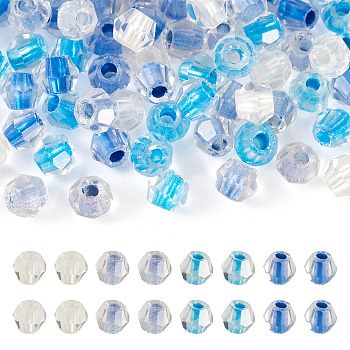 2Bags 200Pcs Transparent Glass Beads, Faceted, Bicone, Dodger Blue, 4.5x3.5mm, Hole: 1.6mm, 100pcs/bag