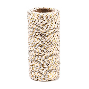 Cotton Metallic String Threads, Macrame Cord, Decorative String Threads, for DIY Crafts, Gift Wrapping and Jewelry Making, Gold, Bisque, 1.5mm, about 54.68 Yards(50m)/Roll