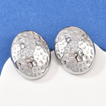 304 Stainless Steel Stud Earrings, Oval, Stainless Steel Color, 28x22mm