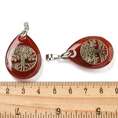 Natural Carnelian(Dyed & Heated) Teardrop Pendants(G-Q175-01B)-3