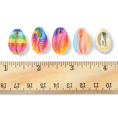 40pcs 5 styles de perles de coquille de cauris naturelles imprimées(SSHEL-FS0001-02)-5