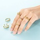 6Pcs 6 Styles Brass Micro Pave Clear Cubic Zirconia Cuff Rings(RJEW-LS0001-44G)-6