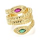 Rack Plating Brass Micro Pave Cubic Zirconia Open Cuff Rings for Women(RJEW-M022-01G-01)-2