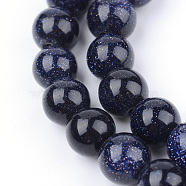 Synthetic Blue Goldstone Beads Strands, Round, 10~10.5mm, Hole: 1.2mm, about 36pcs/strand, 15.5 inch(X-G-Q462-10mm-28)