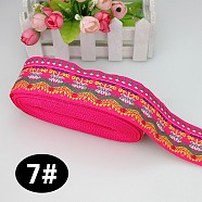 Ethnic Style Embroidery Polyester Ribbons, Jacquard Ribbon, Garment Accessories, Wave Pattern, Deep Pink, 1-3/4 inch(45mm), about 10.94 Yards(10m)/Roll(FABR-PW0003-02G)