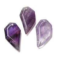 Natural Amethyst Pendants, Faceted Half Heart Charms, 27x14x5.5mm, Hole: 1.5mm(G-G052-A01)