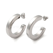 304 Stainless Steel C Shaped Stud Earrings, Half Hoop Earrings for Women, Stainless Steel Color, 29.5x5mm(EJEW-Q781-13P)