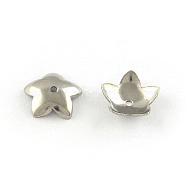 5-Petal Flower Smooth Surface 304 Stainless Steel Bead Caps, Stainless Steel Color, 7x7x2mm, Hole: 0.5mm(STAS-R065-56)
