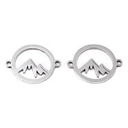 201 Stainless Steel Link Connectors, Laser Cut, Ring with Mountain, Stainless Steel Color, 15x19x1mm, Hole: 1.4mm(STAS-Q240-048P)