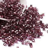 Glass Seed Beads, Silver Lined, Square, Rosy Brown, 3~4x3x3mm, Hole: 1.2mm, about 6300pcs/pound(SEED-M011-01A-19)