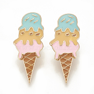 Eco-Friendly Zinc Alloy Enamel Brooches, Enamel Pin, with Badge Lapel Pin Back Butterfly Clutches, Ice Cream, Golden, Colorful, 41x17mm, pin: 1mm(X-JEWB-N003-10)