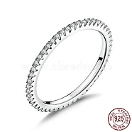 Rhodium Plated 925 Sterling Silver Finger Rings, with Cubic Zirconia, with 925 Stamp, Real Platinum Plated, Clear, Size 6, 16mm(RJEW-FF0008-008P-16mm)