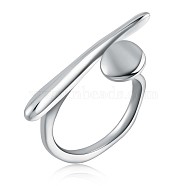 Rhodium Plated 925 Sterling Silver Nail Wrap Open Cuff Ring for Women, Platinum, US Size 6 1/2(16.9mm)(JR912A)