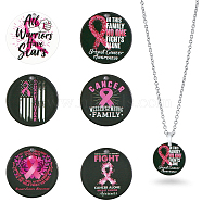 6Pcs 6 Style Breast Cancer Pink Awareness Ribbon Style 201 Stainless Steel Pendants, Flat Round, Stainless Steel Color, Mixed Color, 25x1mm, Hole: 1.8mm, 1pc/style(STAS-CA0001-91)