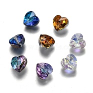 Transparent Glass Beads, Faceted, Heart, Mixed Color, 10x10x7mm, Hole: 1~1.2mm(GLAA-K002-07A-M)
